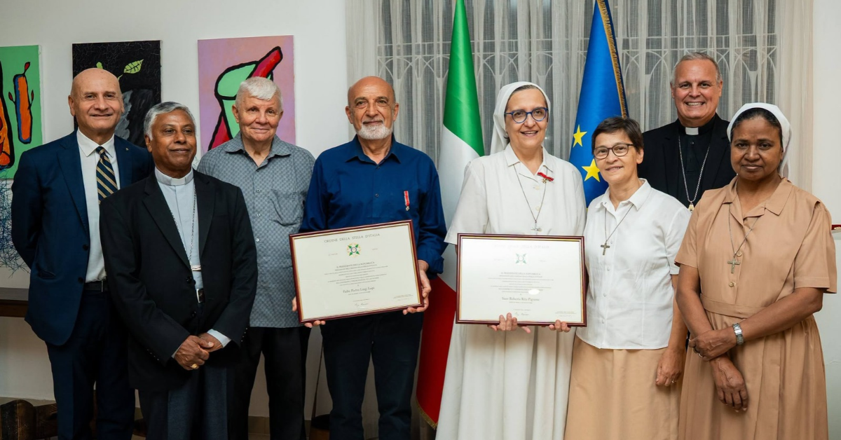 Father Pietro Luigi Lupi and Sister Roberta Pignone were recently honored by Italian President Sergio Mattarella with the Cavaliere dell’Ordine della Stella d’Italia, or the Order of the Star of Italy.